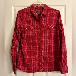 REI Women’s Crimson Plaid Long Sleeve Blouse